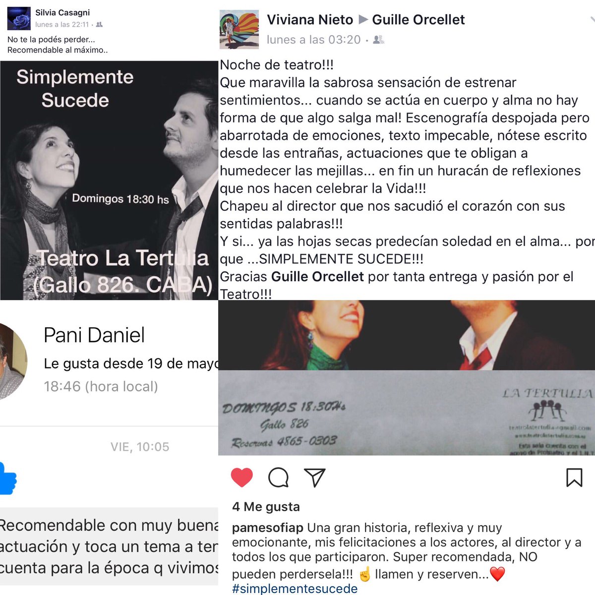 brindo_por_eso's tweet photo. Nuestro público de la primera función nos recomienda!
Y vos que esperás?
#SimplementeSucede #LaTertulia #Teatro #Actuación #Pasión #Domingo https://t.co/NxnueWIJPv