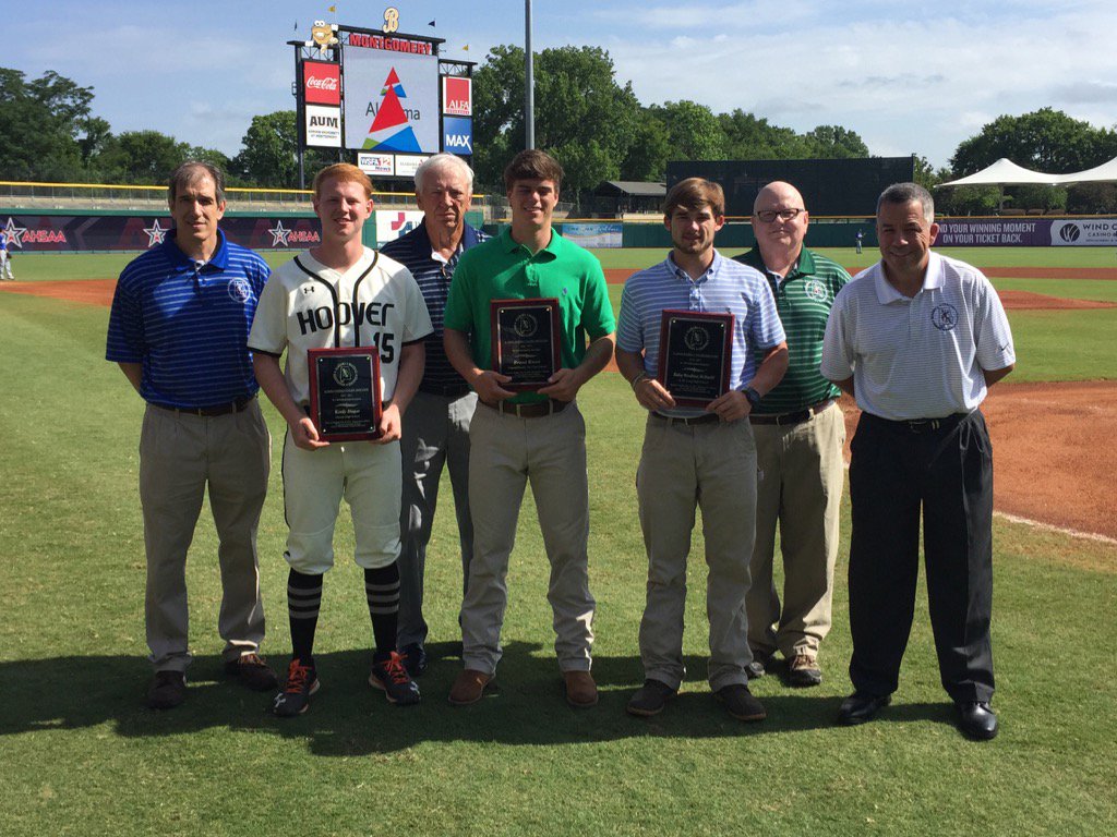 AlaBCAUpdates's tweet photo. ALABCA Scholarship Recipients L - R w plaques, Kenly Hager, Brant Knox, Bailey McDaniel w Scholarship Committee 2day https://t.co/tw6L6Ejteq