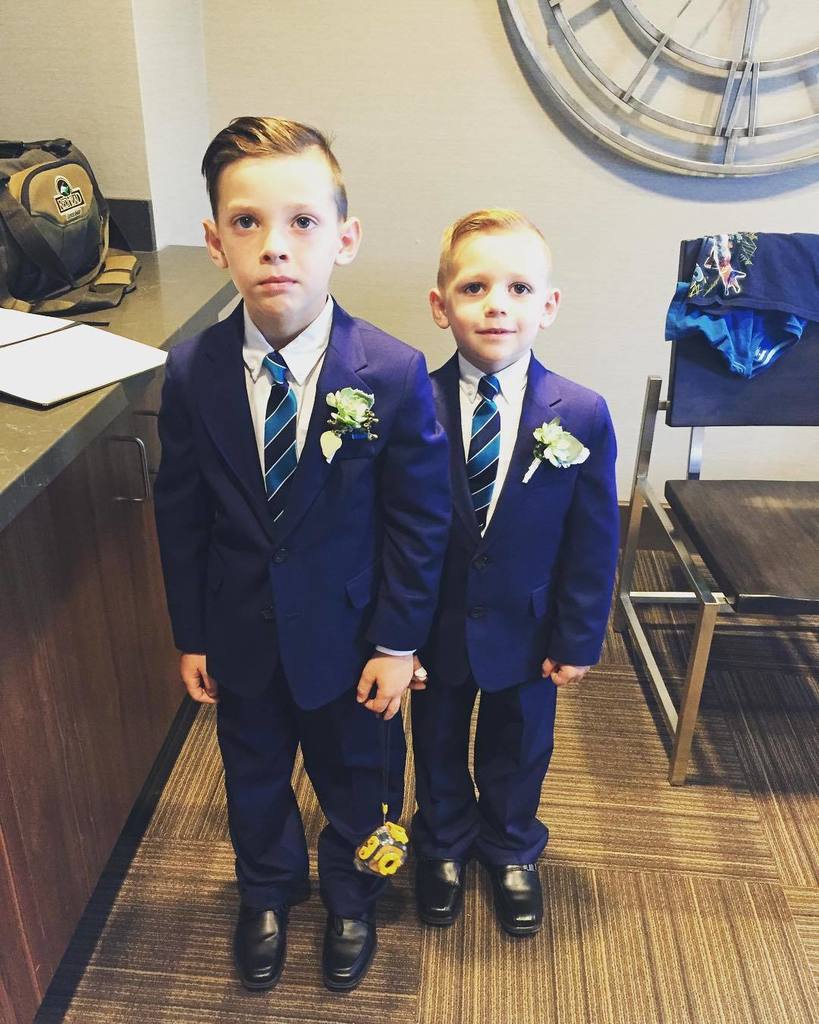 asnow's tweet photo. These two studs. #weddingday #rossandcalley #mitchamorewedding2017 https://t.co/GLoYug8d31 https://t.co/pOfVWk9hSc