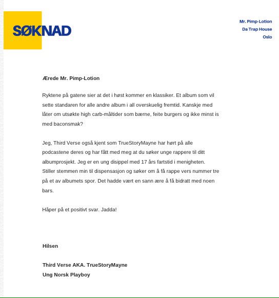 Rap-søknad fra TrueStoryMayne