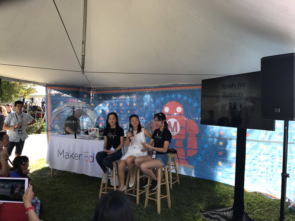 heyasteph's tweet photo. Lovely young makers talking about their skills, projects, and inspirational work with @codehobbits -- come hear them at #MakerEdStage! https://t.co/kuUDU5Ootf