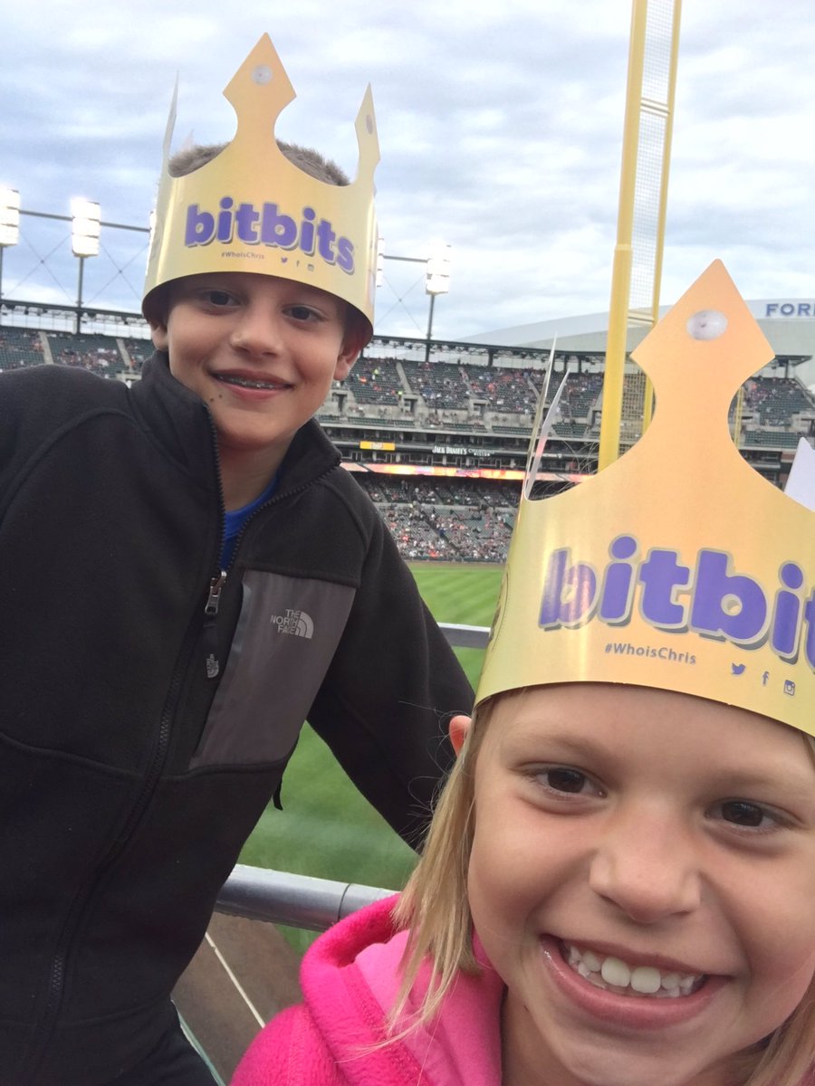 hrf82's tweet photo. @ChristheCrown Ready for the game in section 210, row A, seats 4 &amp; 6 with our #BitBitsSelfie @ChristheCrown.  Gooooo Tigers! https://t.co/yhBEyAsKpI