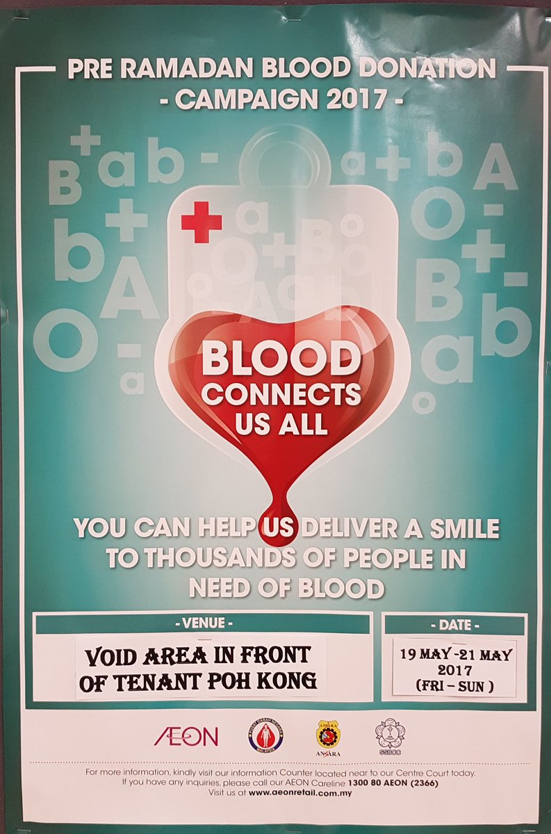 AnsaraMuar's tweet photo. Come Join Us #LastDay #ABDC2017 #BloodDonation #AeonCherasSelatan
#WhatCanYouDo #GiveBlood #GiveNow #GiveOften https://t.co/JC4SN11YKG