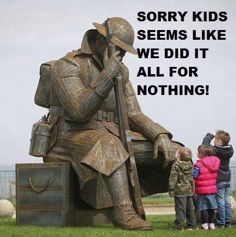 stevegb0071's tweet photo. Let's not forget. Let's honour their memory by pissing on their #Sacrifices 2 make #Nationalism a filthy word so we can #WelcomeInvaders https://t.co/498g28VFhR