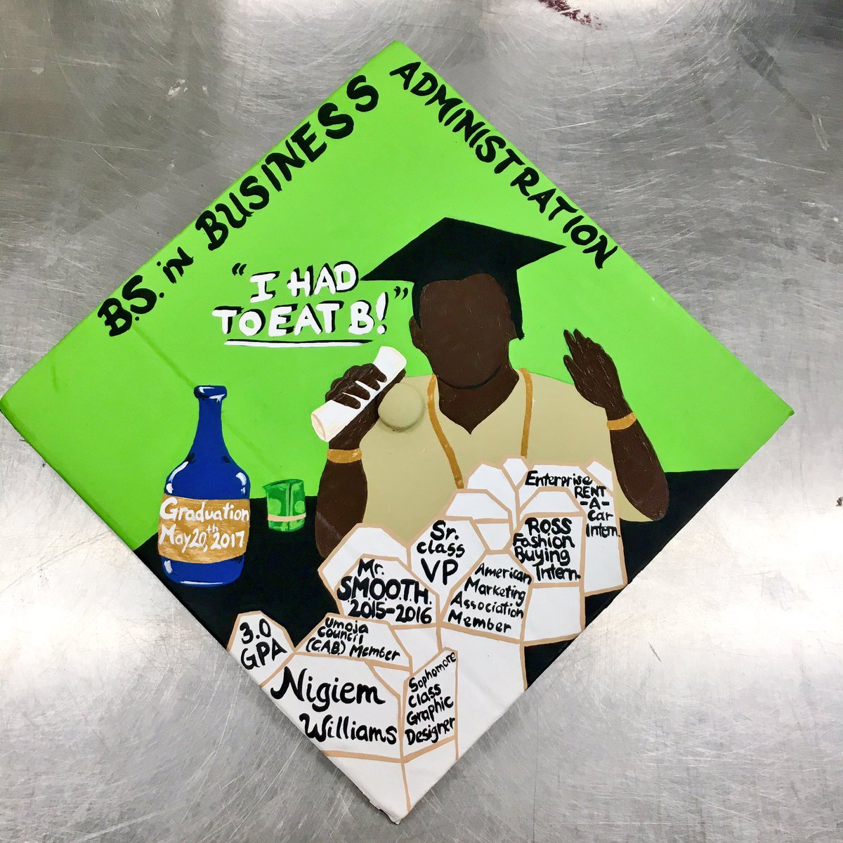 isaplzz's tweet photo. Custom grad caps by ya girl #ISAPLZZ shout out to these graduates 🎉 #msu2017 https://t.co/NVAuEwLAVA
