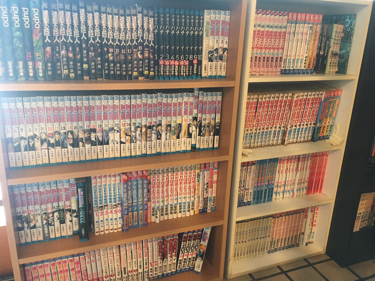 aoyagitei's tweet photo. こんにちは！良い天気ですね☀️
青柳亭には、「進撃の巨人」や「BLEACH」、「闇金ウシジマくん」など、たくさんの漫画があります！ご来店お待ちしております！☺️💕 https://t.co/0kwdlNsZXO