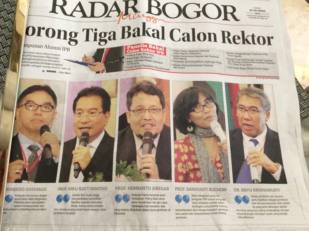 AlumniIPB's tweet photo. Berita #KonvensiRektorIPB yang diadakan oleh Himpunan Alumni IPB di Radar Bogor minggu. https://t.co/UVm62GIu5N