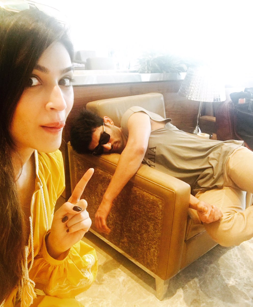 kritisanon's tweet photo. Sleeping beauty at the airport lounge!This is what promotions do to us!💤 @itsSSR I know u'll kill me when u are up!Till then..#selfmusing 😜 https://t.co/FOo2GNF18h