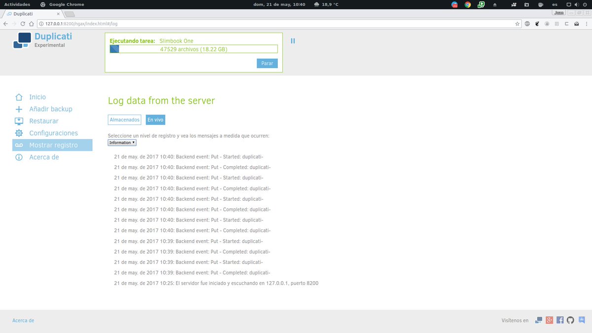 podcastlinux's tweet image. Otro servicio que añado al @SlimbookEs One.
No dejes de realizar tus copias de seguridad. Es multiplataforma.
#SlimbookOne #Duplicati