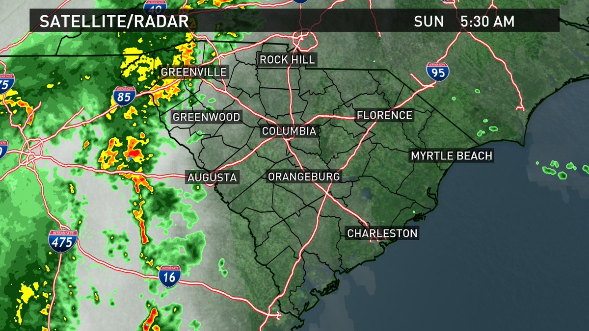 Here is the current South Carolina satellite/radar composite image