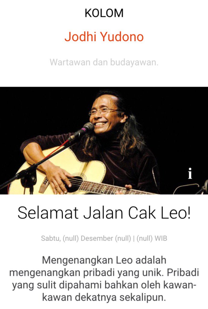 iwanfals's tweet photo. Innalilahi wa innailaihi rojiun 
RIP Leo Kristi 
Ya, Selamat Jalan Cak ✊🏼 https://t.co/E9P07MA6Wz