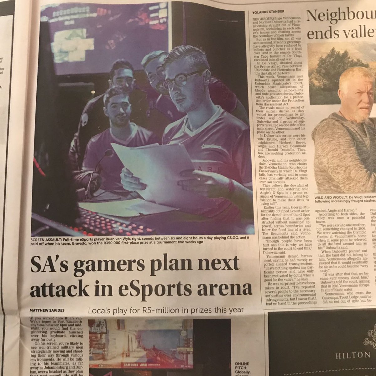 bravadogaming's tweet photo. Grab your copy of the @SundayTimesZA and find us on page 9 after winning @MettleState @SamsungMobiAfr #samsungcsgo championships! #bvdgaming https://t.co/hZNeBPK9Zb
