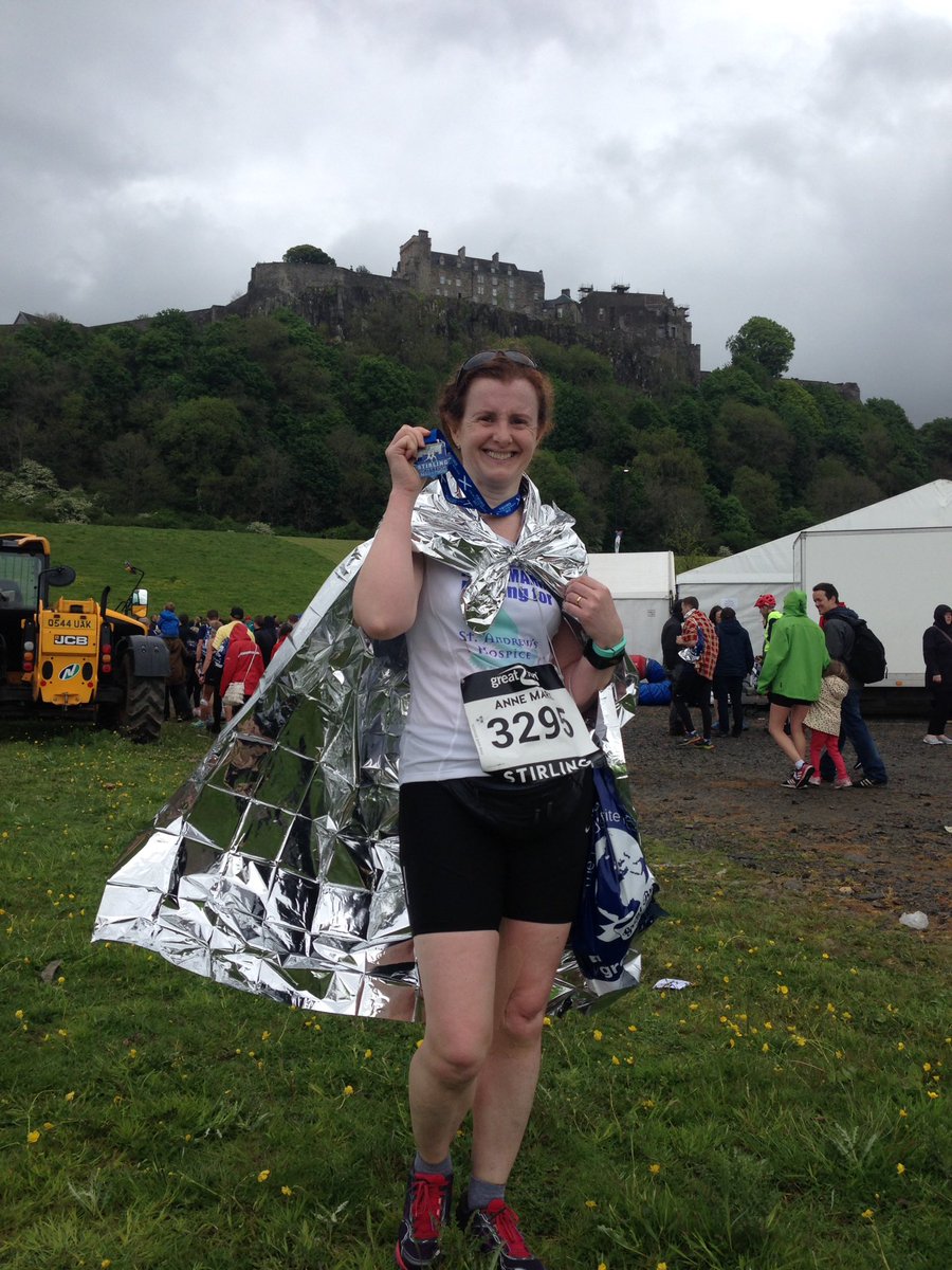 Dovedoc's tweet photo. Finished in 4:28:51,delighted for 1st marathon Brilliant atmosphere, great support all way @GreatScotRun @StAndrewHospice #StirlingMarathon https://t.co/HnhZN8GEbW