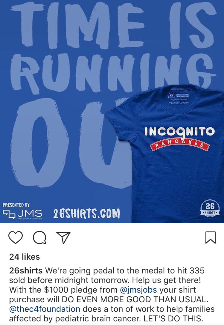 thec4foundation's tweet photo. Last day need to sell about 100 to hit the goal.Use code BUFFTEN for 10% off, PLUS be entered to win an autographed Incognito jersey! https://t.co/izi6JFUZGN