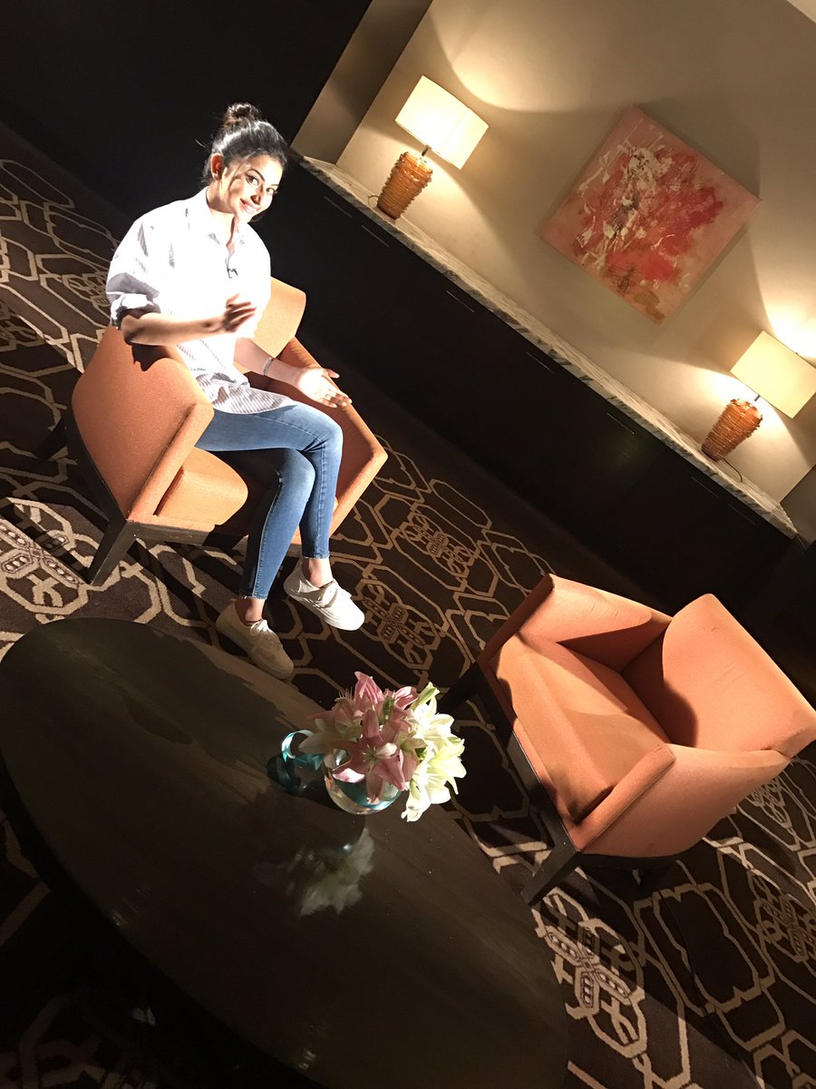NeerajaKona's tweet photo. Guess who @Rakulpreet is abt to interview in a few min from now!!!😍😍😍 https://t.co/l7lqHBi6wL