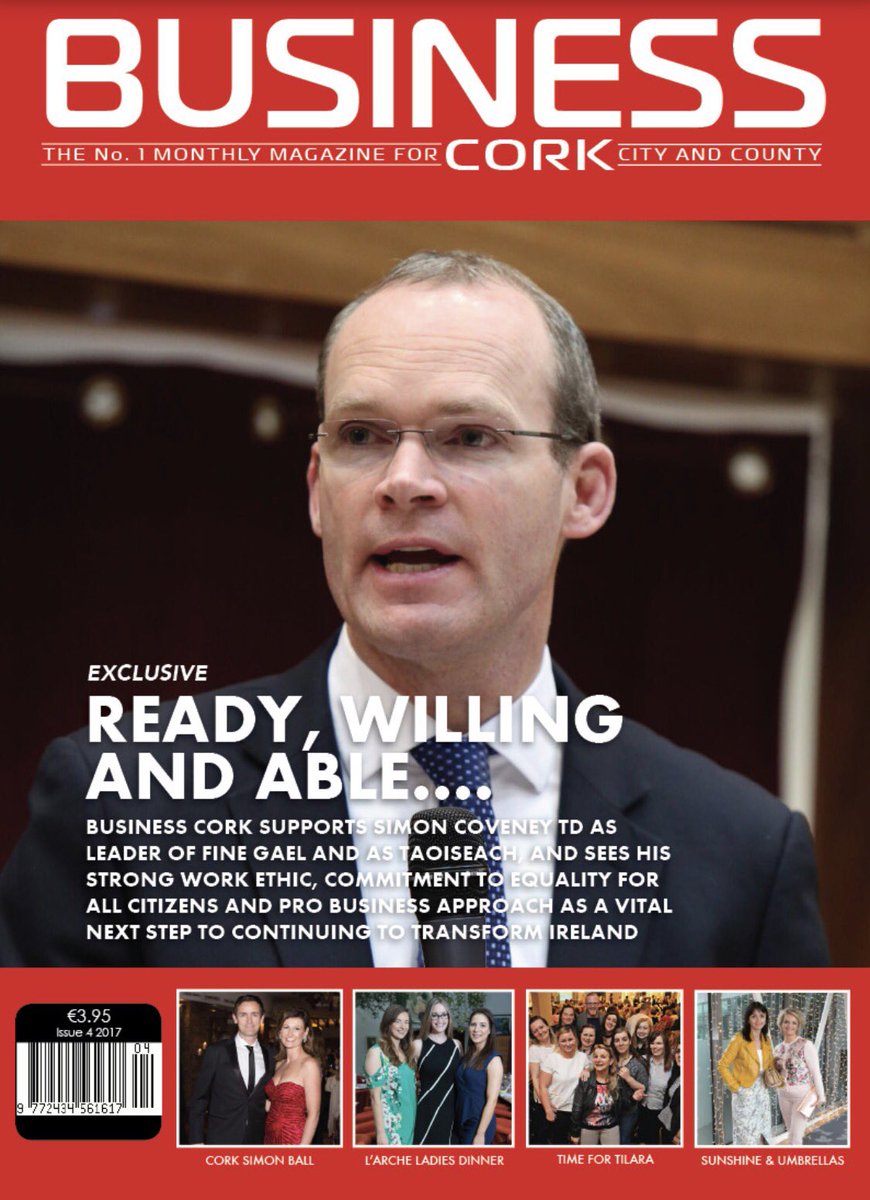 BusinessCork's tweet photo. @BusinessCork magazine is supporting @simoncoveney as leader @FineGael based on his #ability #performance #passion for #Ireland https://t.co/tVvgI4oPc3