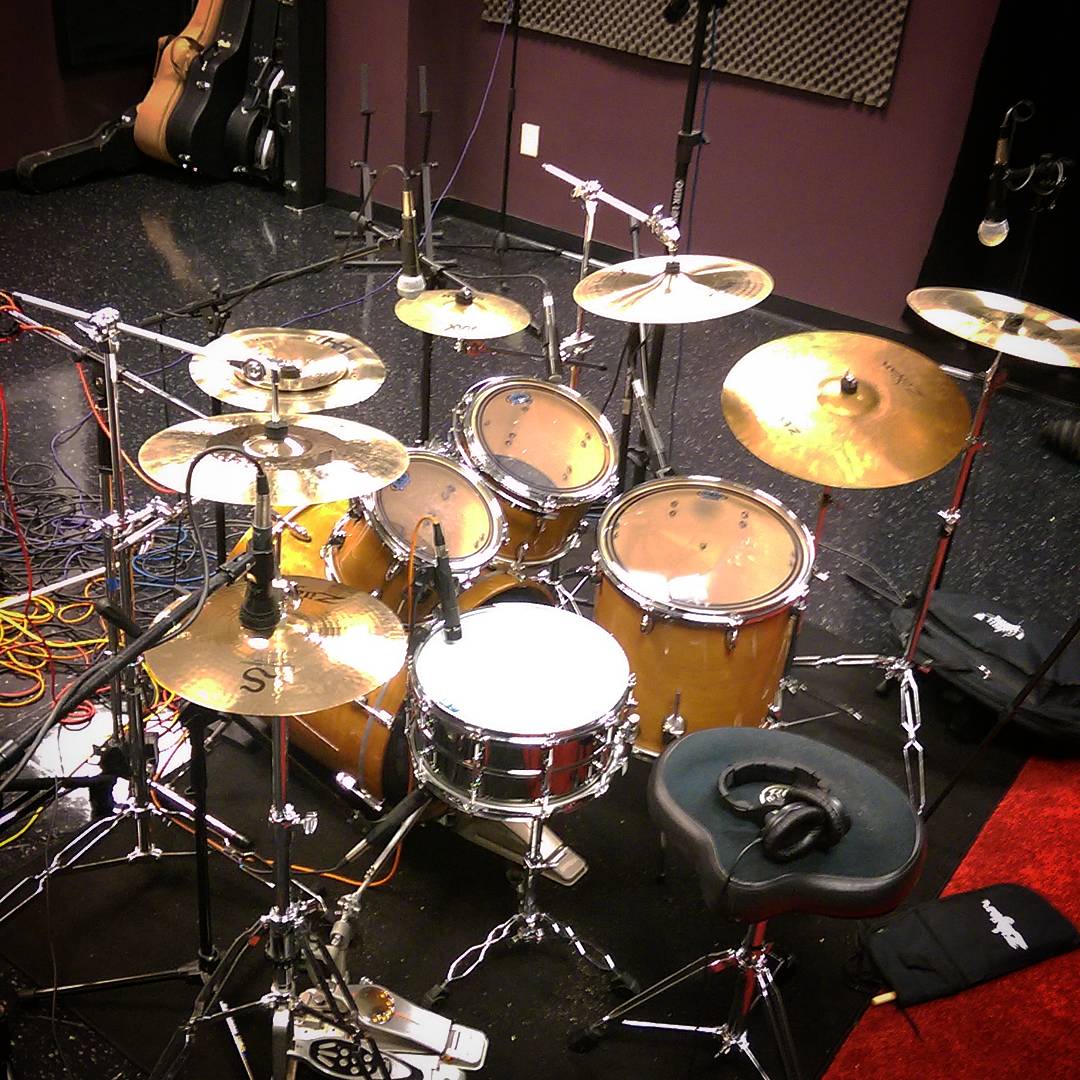 Derek__Guse's tweet photo. My drumset from recording the most recent EP for Beyond Atlas. #drums #drummer #bands #recording #dwdrums #zildjian #vicfirth #metalmusic https://t.co/duWryFL4KK