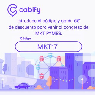 MKTPYMES2017's tweet photo. Deja que @cabify_espana te lleve a #MKTPYMESSEVILLA2017, descarga la APP e introduce el código promocional MKT17, ¡ te esperamos! https://t.co/nbMKG6n5Ro