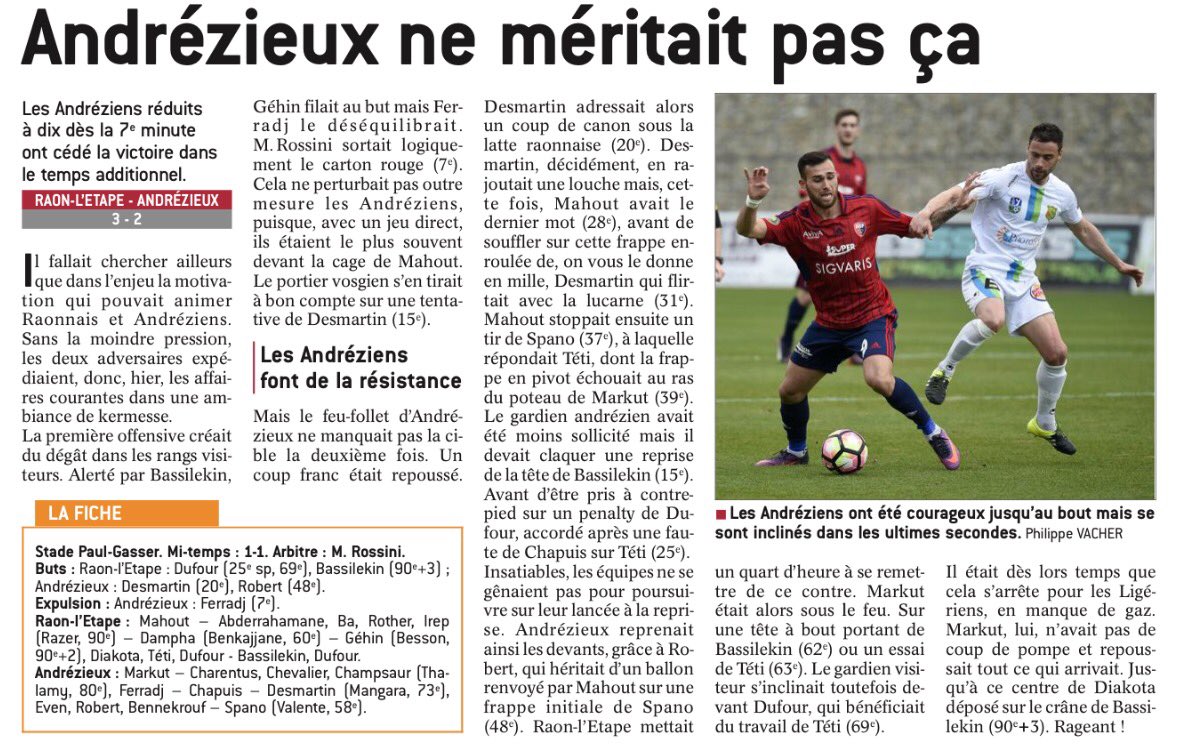 andrezieuxbthfc's tweet photo. ⚽️ #USRASF "L'ASF ne méritait pas ça"
Titre @Le_Progres 

#TeamASF🔴🔵 #National2🏆 https://t.co/asp77ylr3v