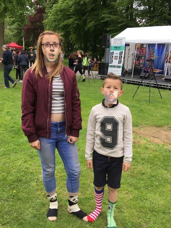 dipstacrowd's tweet photo. We have our first #dipsta winners at the #rugbybikefest sporting the #Wondersocks they got! #BigHelpMusic https://t.co/flucbTKKHq