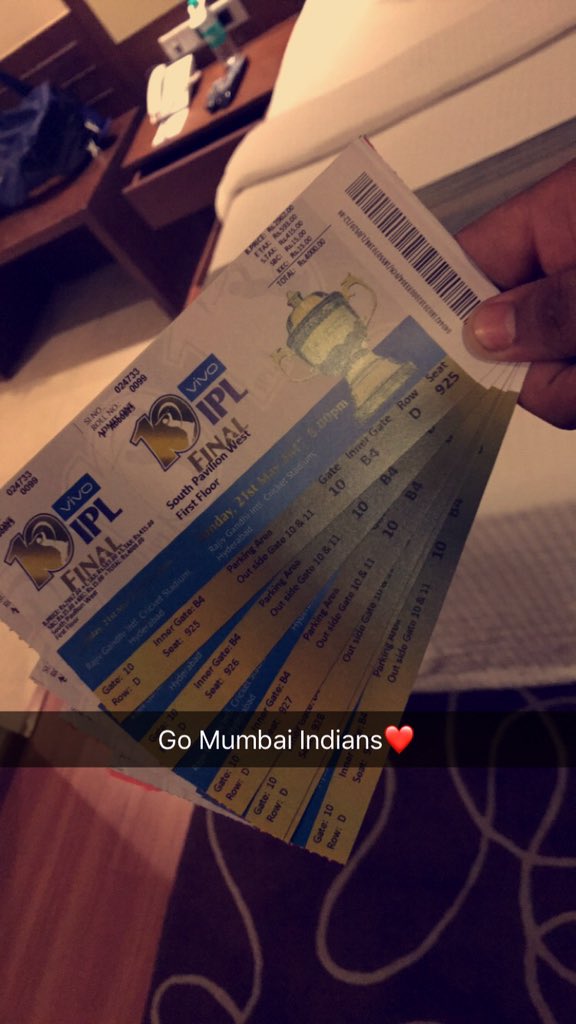 princesanghavi's tweet image. All set to cheer for our lads live from stadium in Hyderabad. Go @mipaltan 
Now #FinalReady go win it MI!