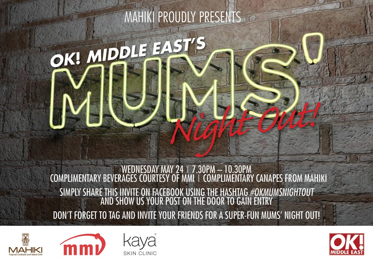 School holidays not coming round fast enough? Grab your girls and let off some steam with OK! this Wednesday <a href="/MahikiDubai/">Mahiki Dubai</a> #okmumsnightout