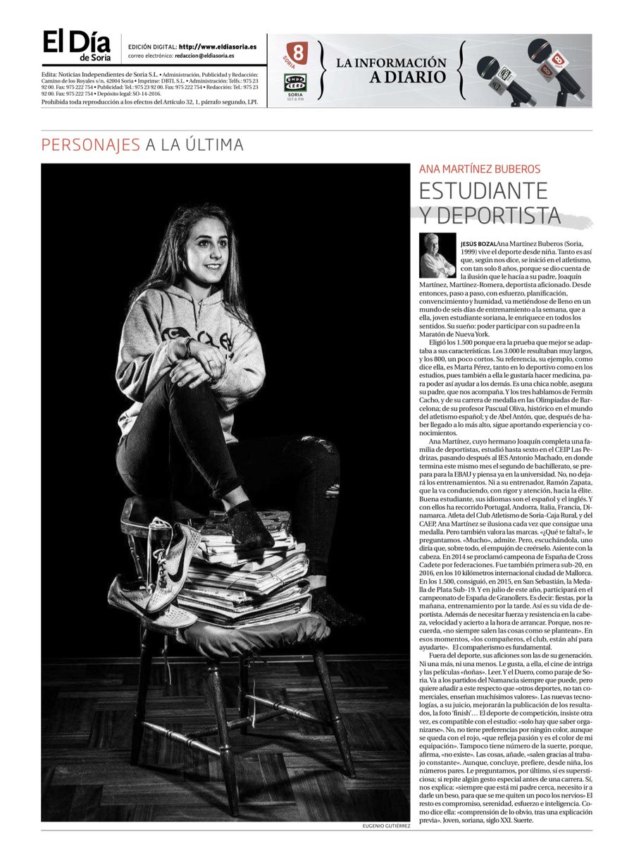 iesmachado's tweet photo. Leemos con emoción a @MarbuAna  en @ElDiaDeSoria Hacer compatible el deporte con el estudio. Las cosas, 'salen gracias al trabajo constante' https://t.co/WTawR4BNlW