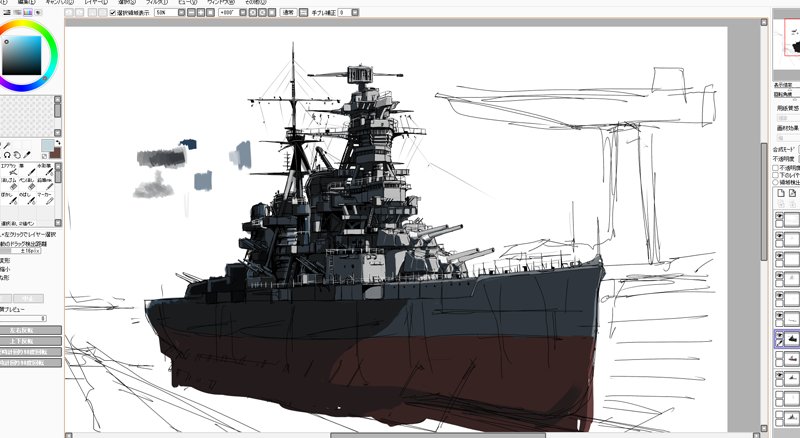 戦艦金剛描いてます 進捗・・ 