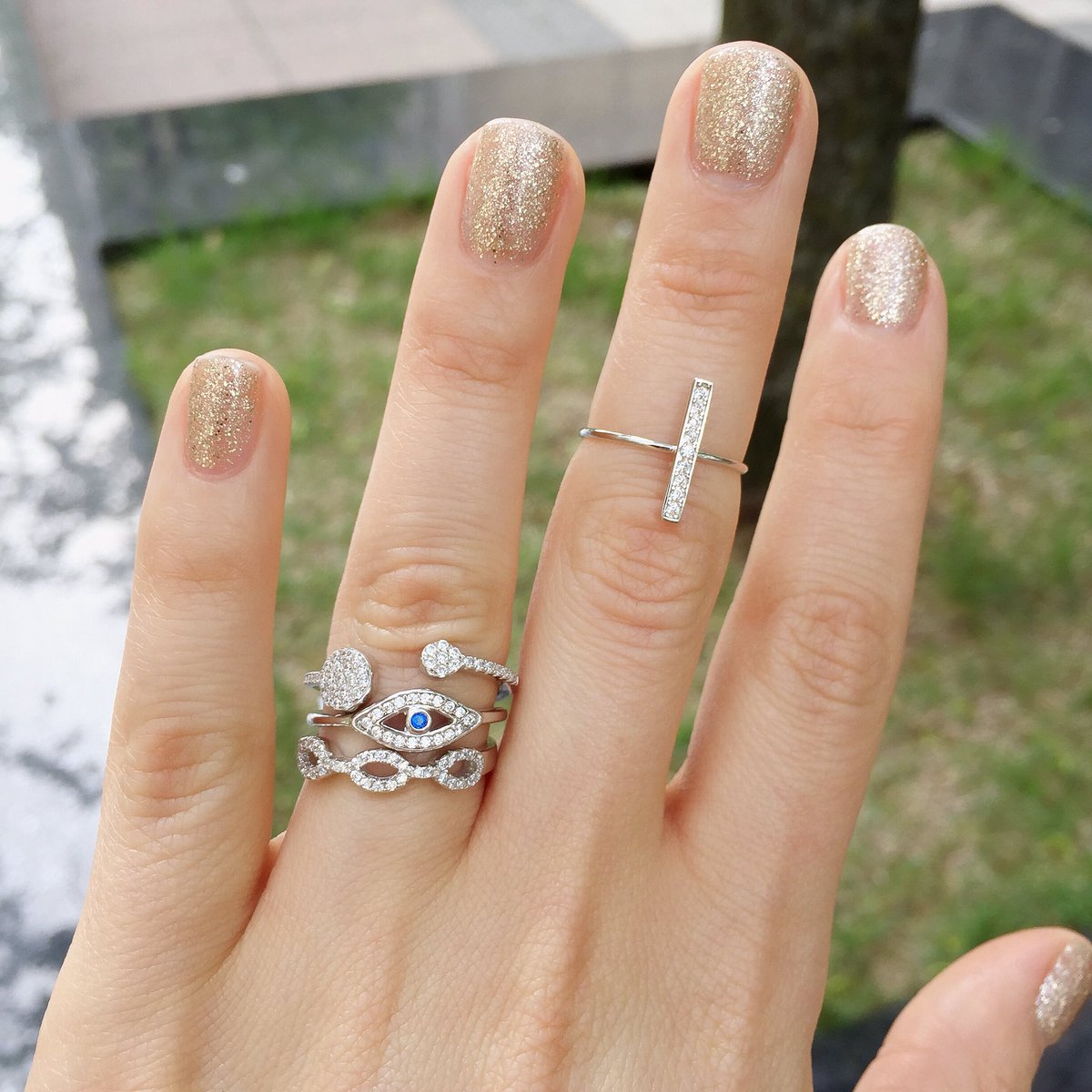 ShopLWN's tweet photo. Sundays are for stacking silver rings &amp; sparkly things @ShopLWN #sunday #sundaystyle #rings #jewelry #etsy #lwn #shoplwn #lovethis #wantit https://t.co/8h6uKdkNBv