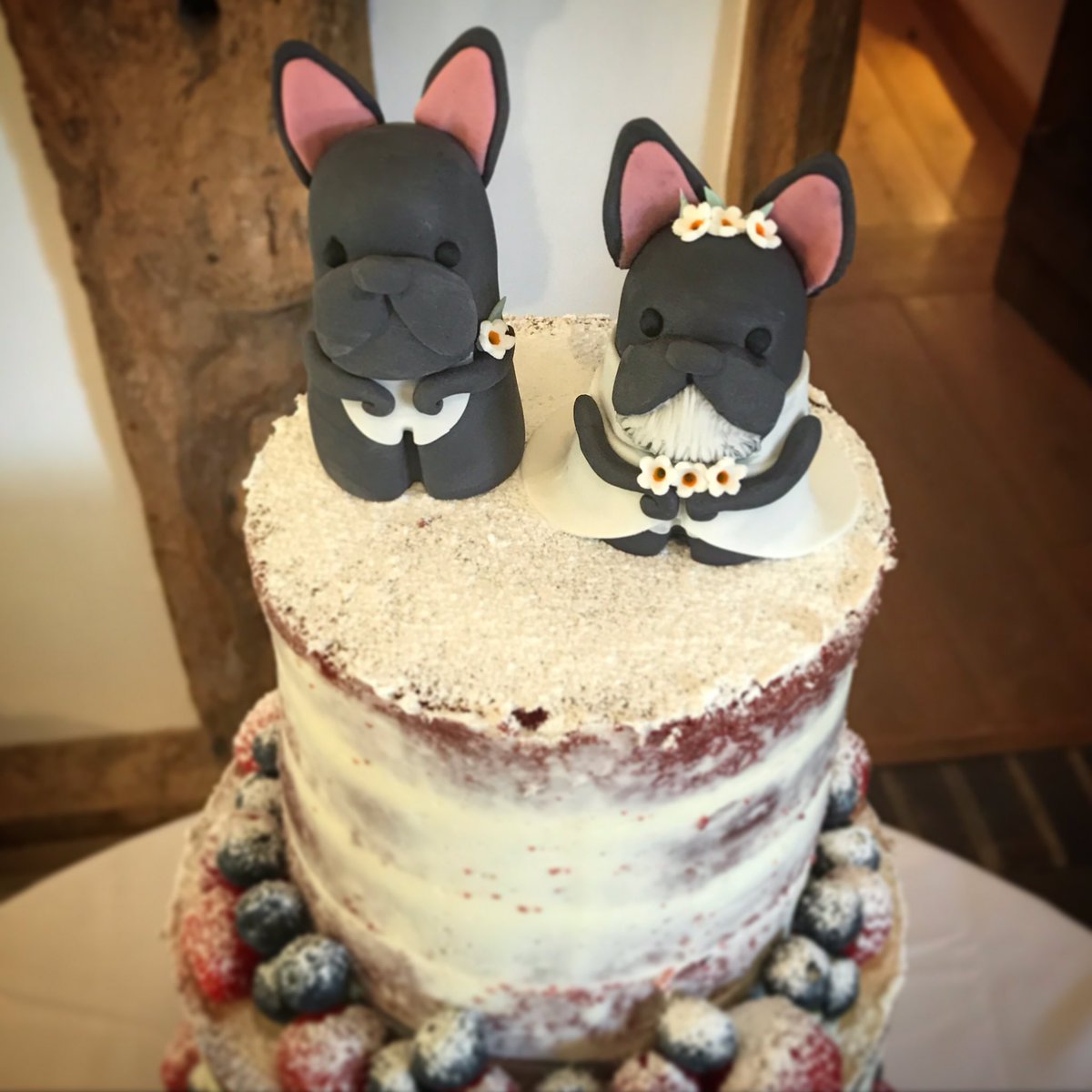#Naked #Wedding #Cake with #Frenchie #Bulldog toppers <a href="/SouthFarm1/">South Farm</a>