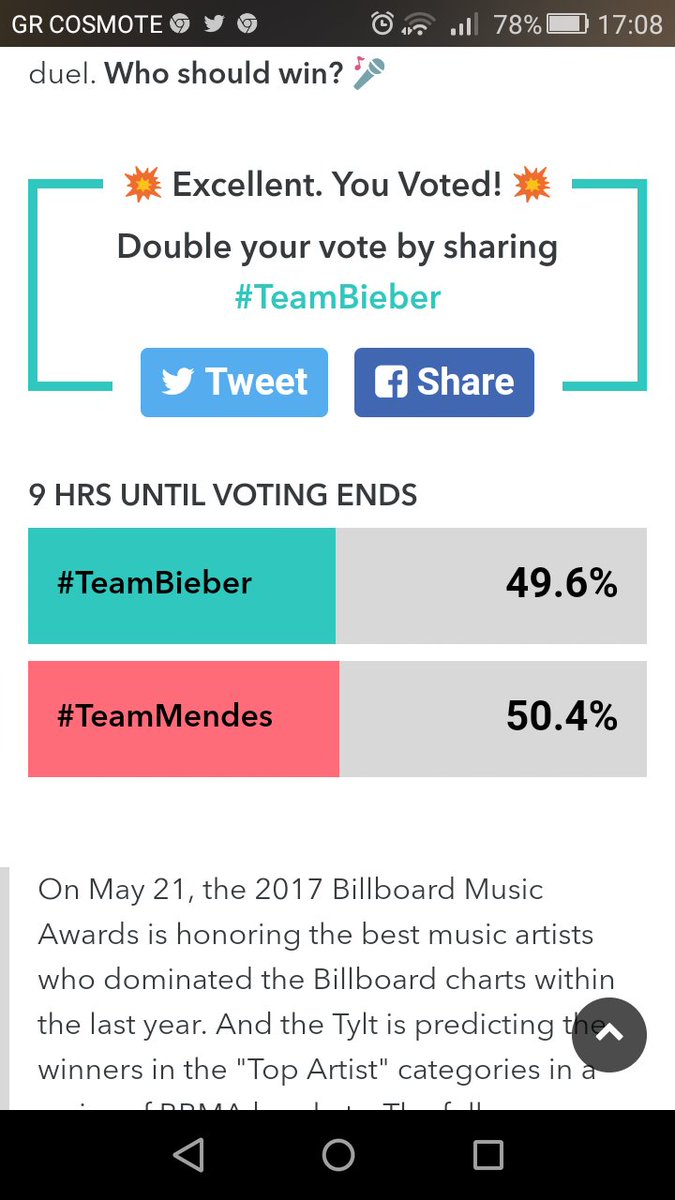 biebrxfever's tweet photo. Come on beliebers keep voting #TeamBieber https://t.co/KVSKtGN2Yn