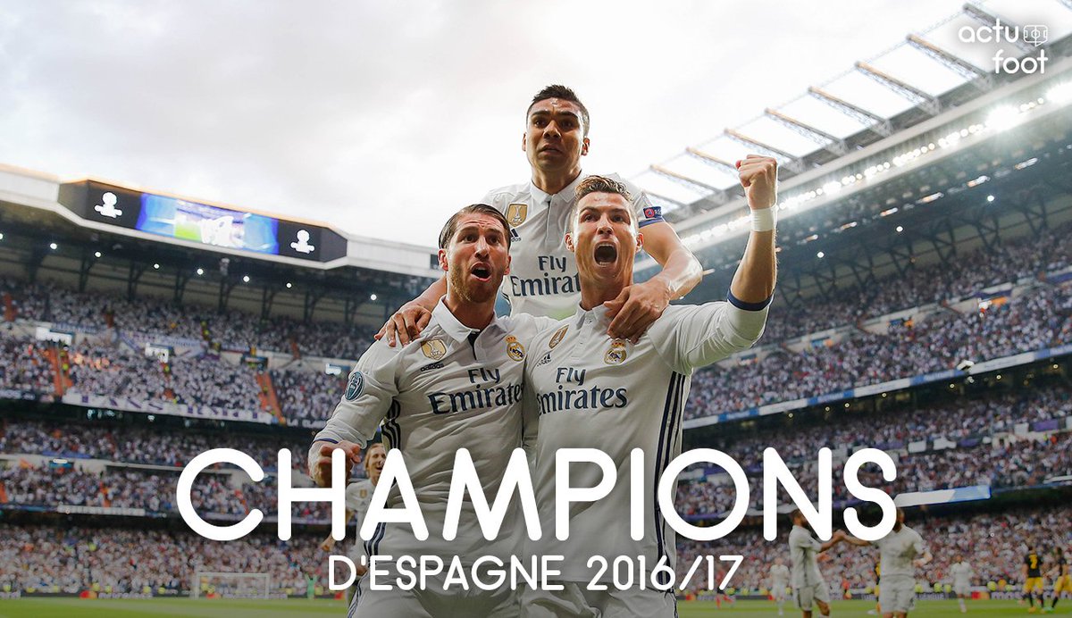 ActuFoot_'s tweet photo. OFFICIEL ! LE REAL MADRID EST CHAMPION D'ESPAGNE 2016/17 ! https://t.co/6kUXIgWQxP