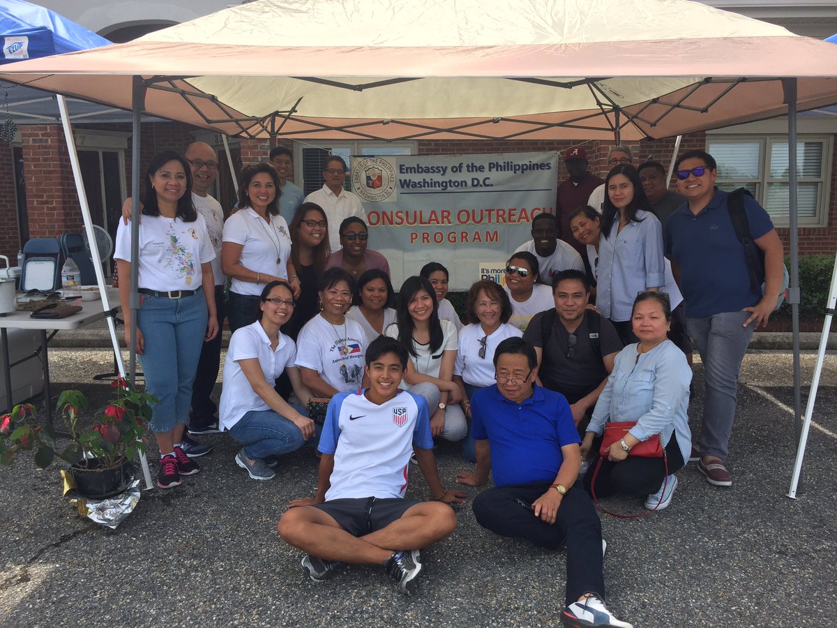philippinesusa's tweet photo. Honored 2 serve kababayans in Montgomery, AL & surrounding areas. Thanks 2 d volunteers. On to d next #ConsularOutreach! @DFAPHL https://t.co/KKYKrjAqk3