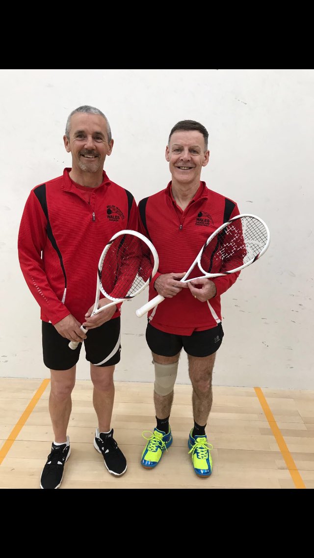 rebeccahounsell's tweet photo. Paul Hounsell and Tony Smith repressing Wales this weekend - both using the blade racket @tonysquash @SquashRhiwbina @sqwales https://t.co/YOmj5llxnk