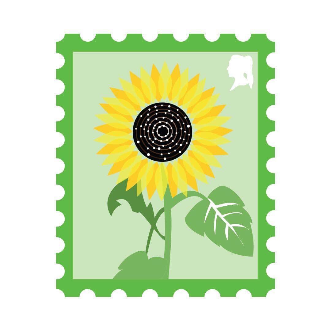 PostUSW's tweet photo. Stamp 17 is by @CatrinElen7 and it represents her love for bright flowers and summer! ☀️🌻 keep your eyes peeled for more! #postusw https://t.co/gHBuNL83DP