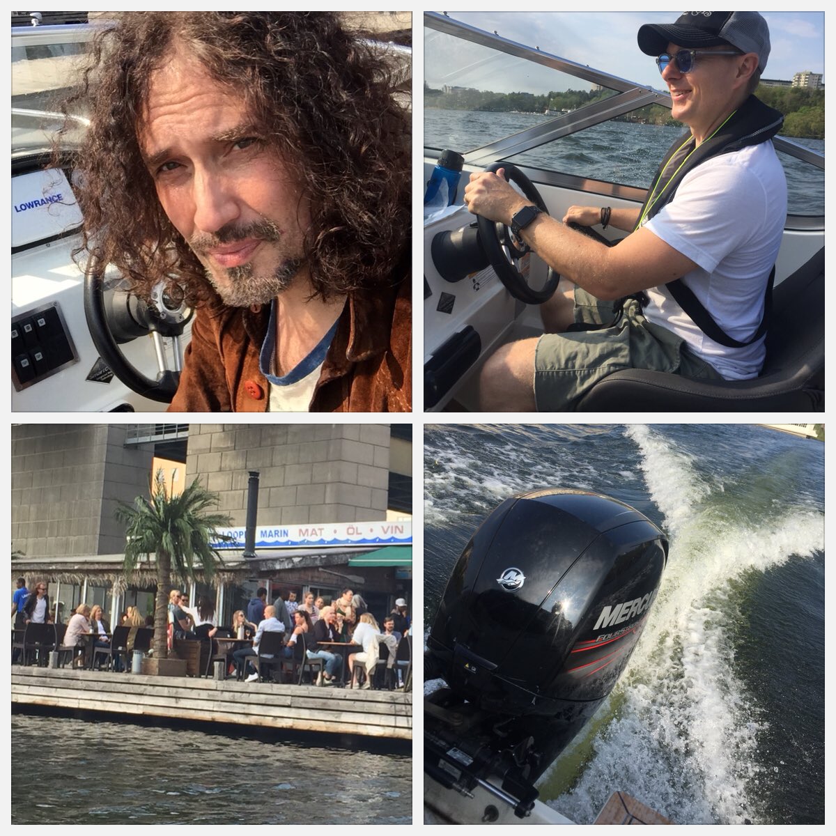 ConnyBloom2015's tweet photo. Boating with our manager. #kaptenhaddock #flytvästpå #mercury #herecomesthesun #jaws @SvenIsaksson https://t.co/Z3kFp3ImZe