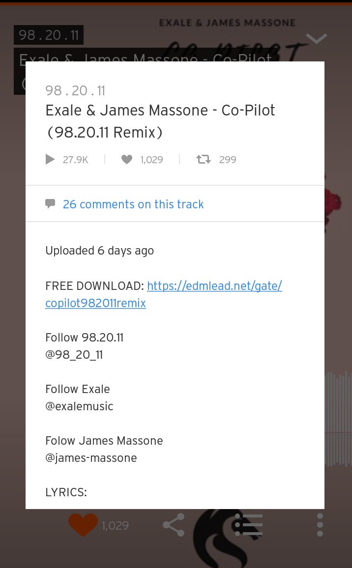 98_20_11's tweet photo. Close to 30k plays on my remix of Co-Pilot!
#30k #Soundcloud #Remix #FutureBass #982011 #edm https://t.co/72KYchfhrM