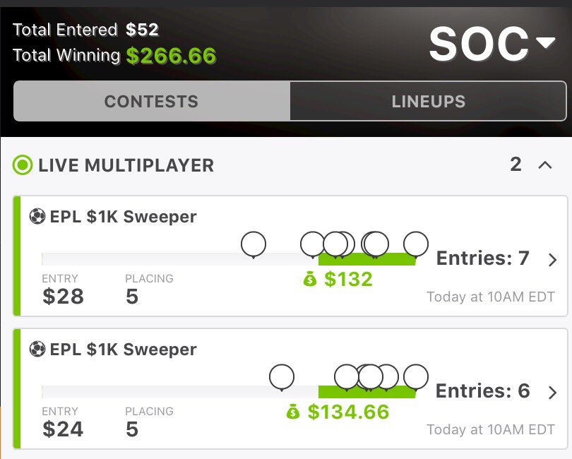 crocabone's tweet photo. Double GPP 1st Place Finish to end the EPL season #DFS #EPL #Luchabone #FireDFS https://t.co/uPcMVlF4JR