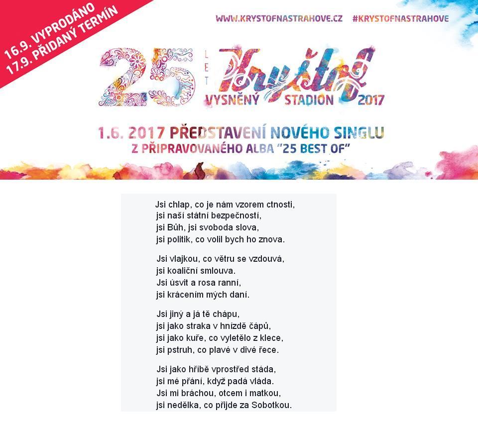 Posledniskaut's tweet photo. 1. 6. 2017 představení nového singlu. 

(text: Miroslav Libicher, Skládáme texty kapele Kryštof) https://t.co/cXoyTzTjwe