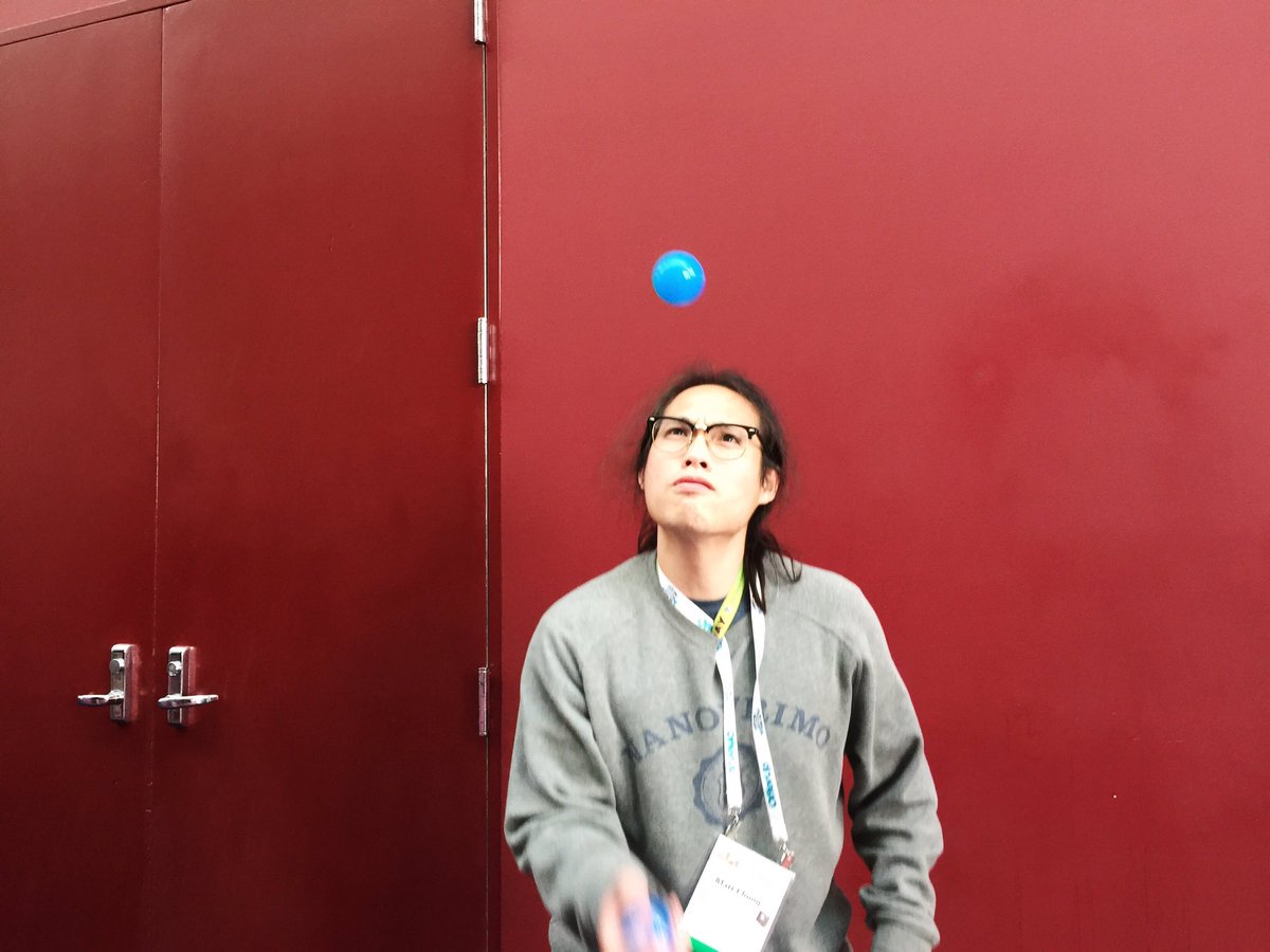 littleboyd's tweet image. Year 2 of #pyconjuggling at @pycon 🌑🌑🌑 #PyConOpenSpace #pycon2017 @itsmemattchung @bradpitcher @nedbat @RobLudwick