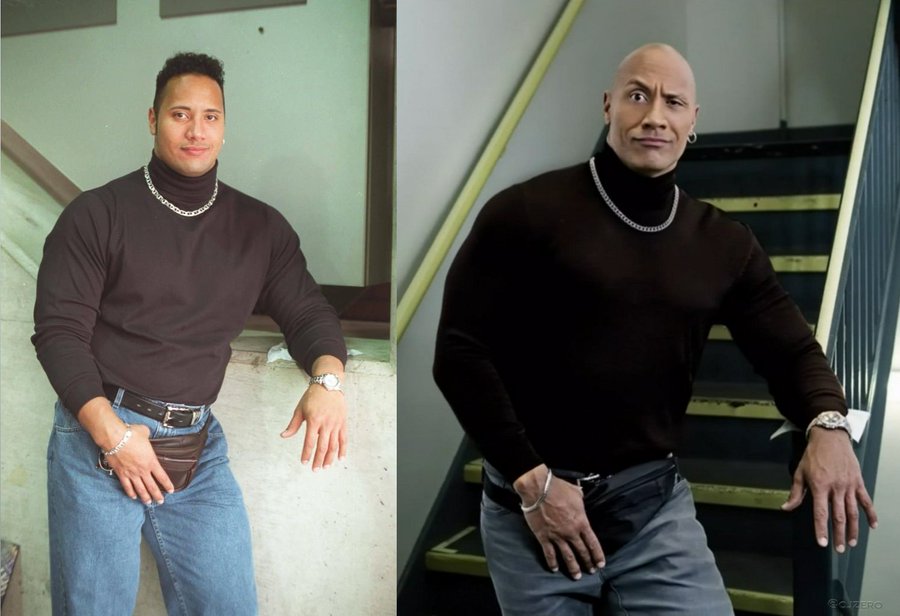 Dwayne 'The Rock' Johnson re-created his cringeworthy throwback