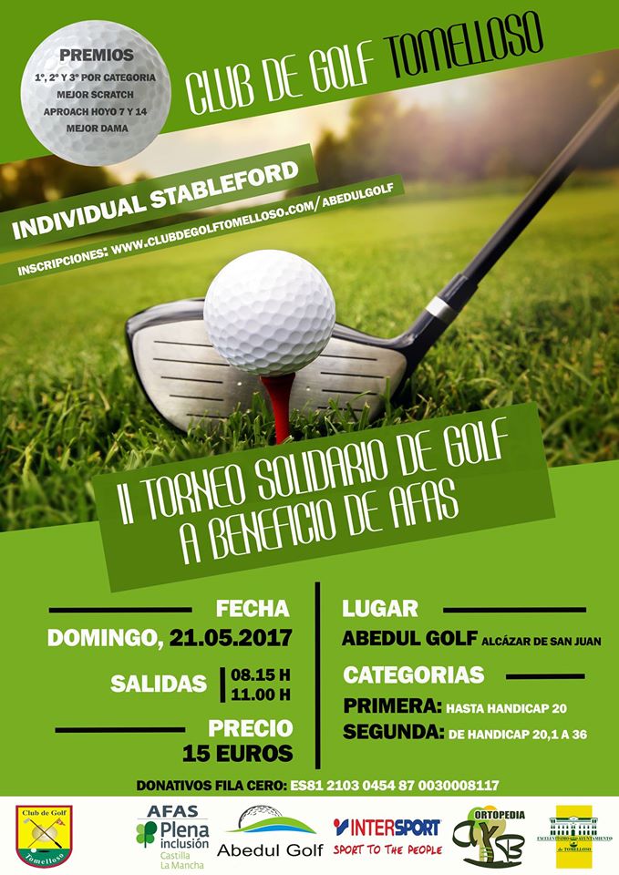 II Torneo Solidario de Golf a beneficio de <a href="/AFAS_Tomelloso/">AFAS</a>, organizado por el #ClubDeGolfTomelloso.
#PlenaInclusión