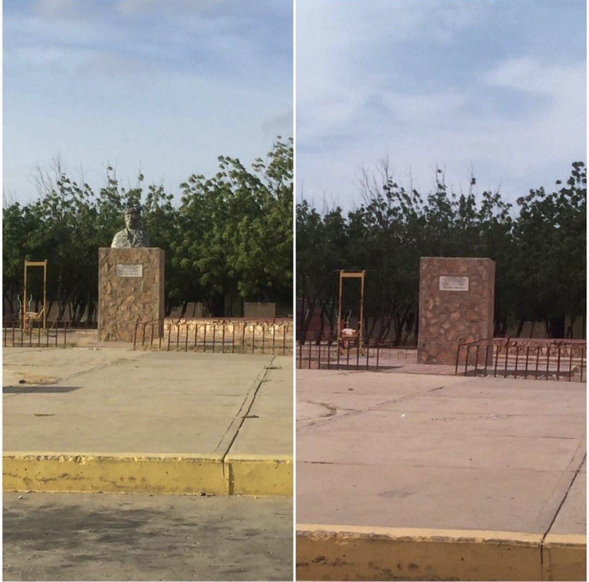 ReporteYa's tweet image. #21May ÚLTIMA HORA  Desaparece la estatua de Hugo Chávez en Los Taques, estado #Falcón  - @AlbertoRT51