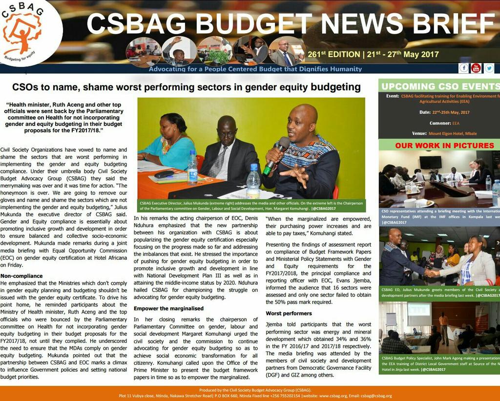CSBAGUGANDA's tweet photo. Don't miss this week's Edition of the CSBAG #WEEKLYBUDGET NEWS 👇👇 https://t.co/pAlEN8oOsu