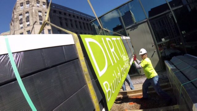 DIRTT's tweet photo. Up goes the timber for #DIRTTconnext 2017. #BuildBetter https://t.co/GpEvJRyHmK