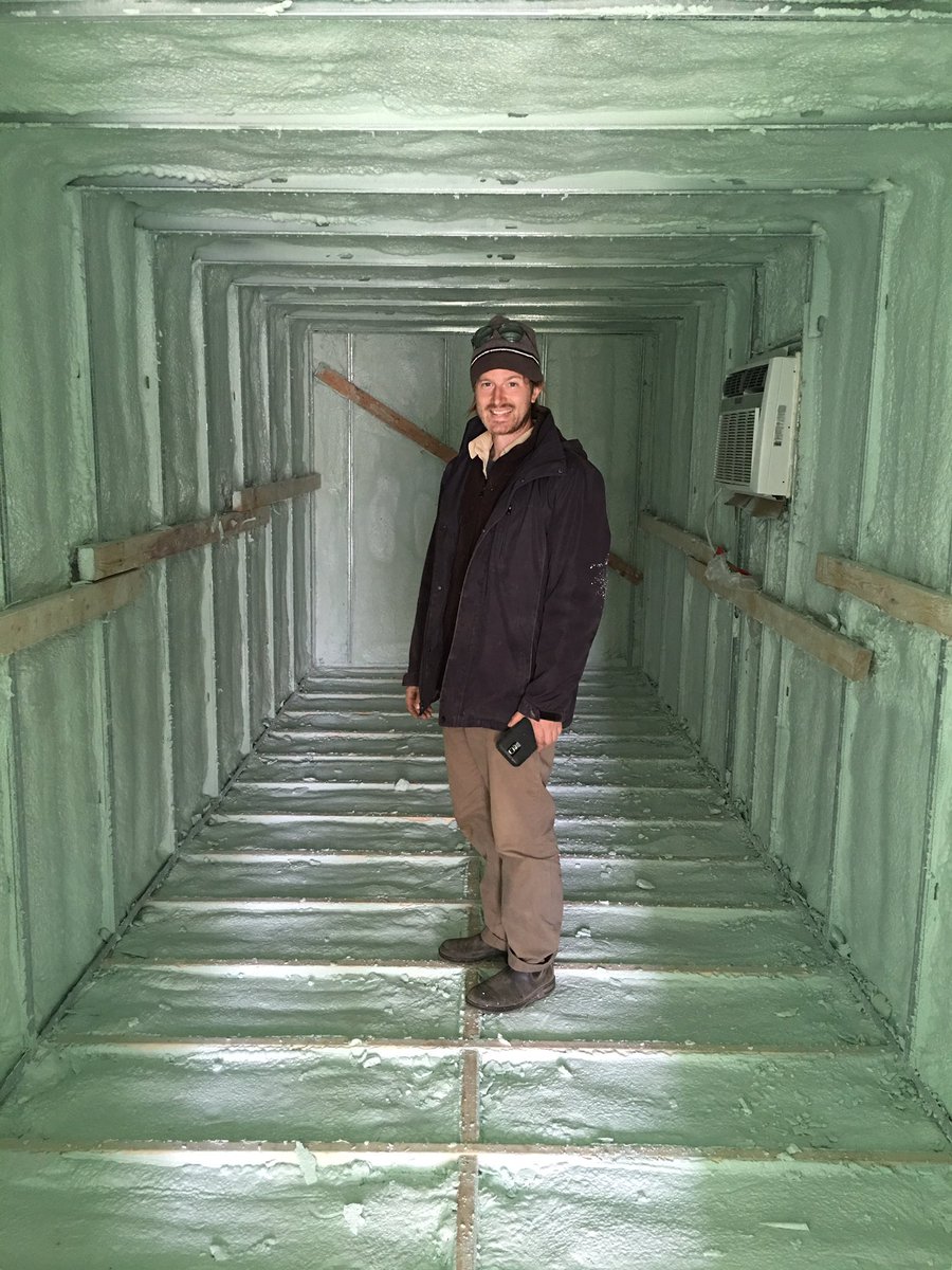 The #shippingcontainer walk-in cooler's coming along! It will be half cooler, half wash station - powered #offgrid by #solar &amp; a generator