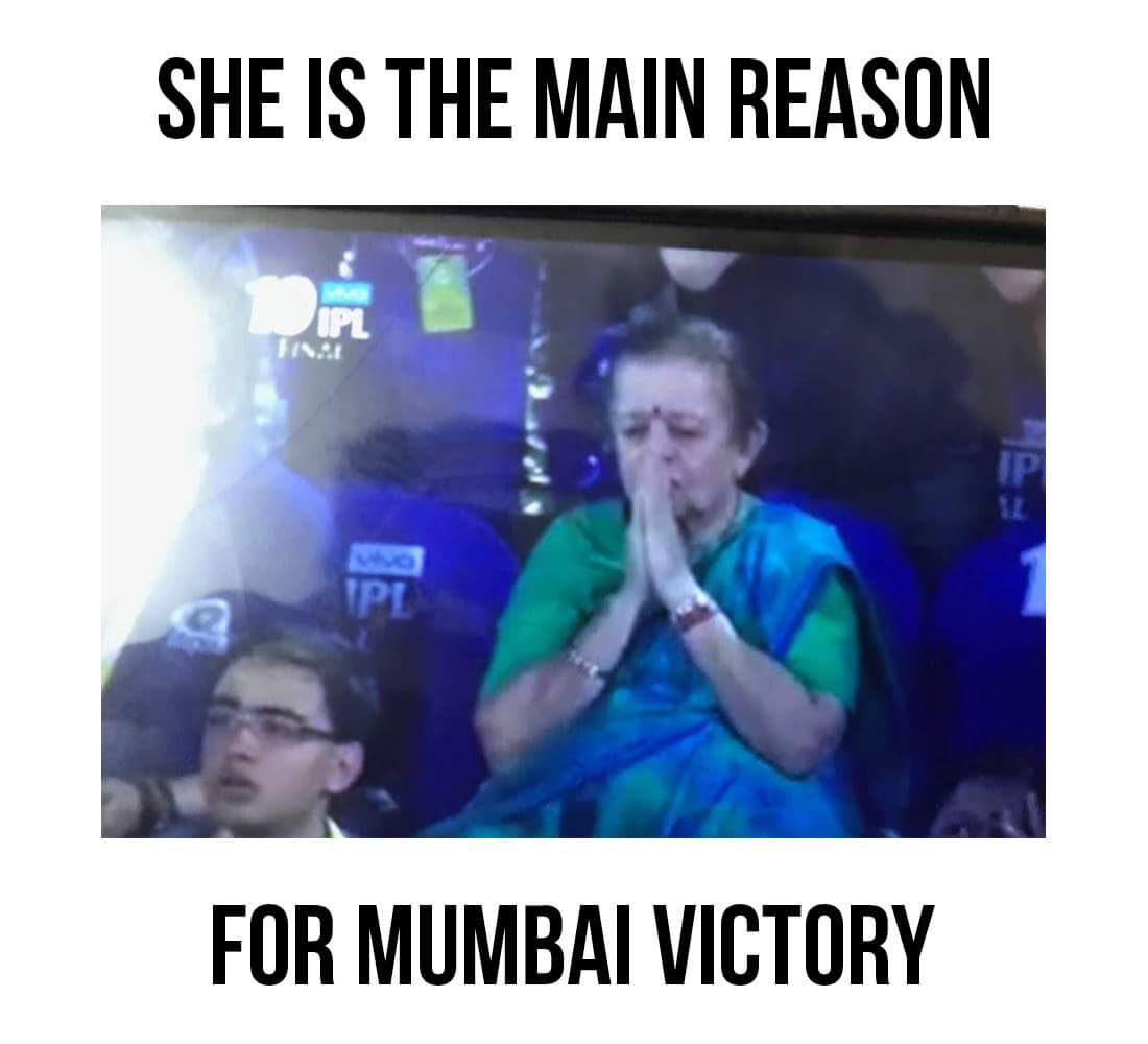 Admit it..! Really she is the main reason of your Victory.. @mipaltan #MIvRPS #IPLfinal #IPL #MumbaiIndians #SachinTendulkar #RohitSharma