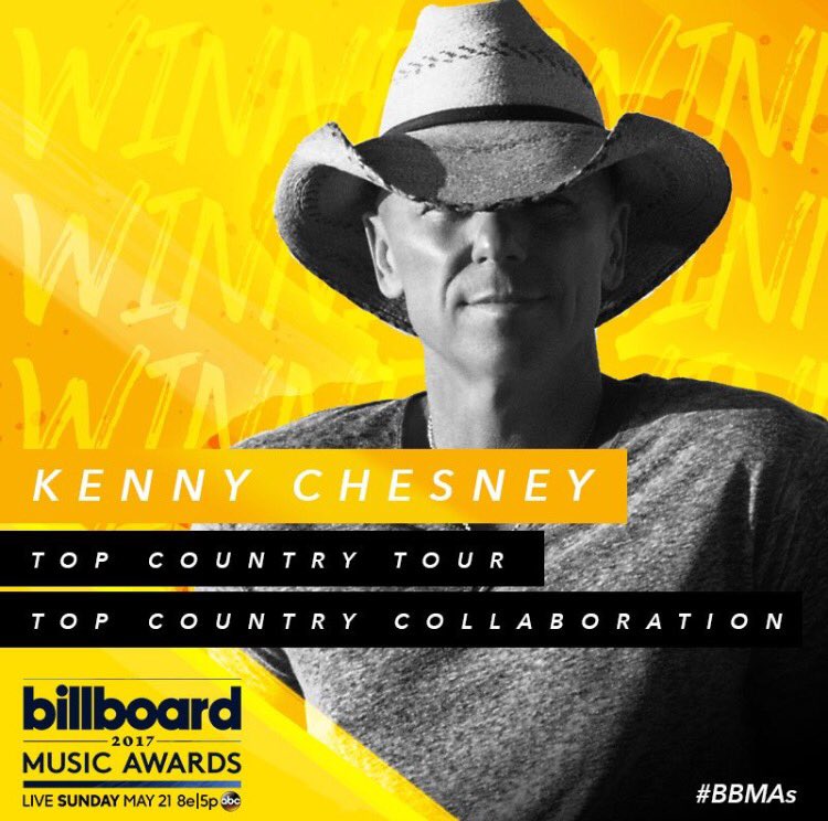 MorningHangover's tweet photo. The #BBMAs are just getting started but already @kennychesney has won two awards!!! #TopCountryTour & #TopCountryCollaboration with @Pink https://t.co/4sGEz66DN5