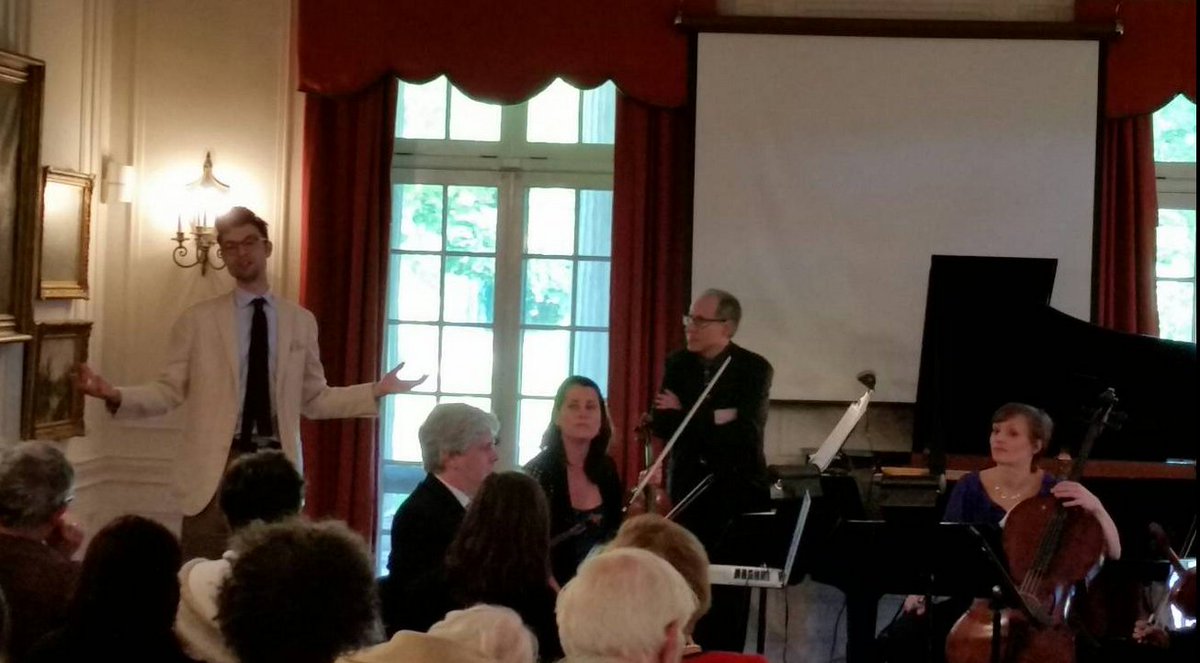 CoplandHouse's tweet photo. .@timoandres was in the house to talk about his remarkable piano 5tet...happy audience! @MichaelBoriskin #AlexisiGerlach #NicholasKitchen https://t.co/sRcypiFqhz