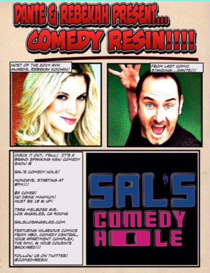 LizzyWeisman's tweet photo. I'll be performing #Tomorrow @comedyresin w/ @Dantethecomic @RebekahKochan be there or live in #fomo https://t.co/8dha0Ci9GE